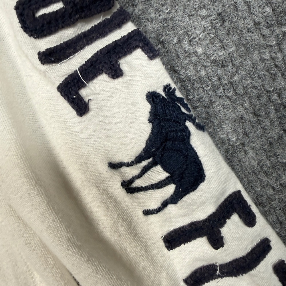 Y2K Abercrombie & Fitch Small T-Shirt White Cotton Logo Crew Neck Long Sleeves - Picture 6 of 10